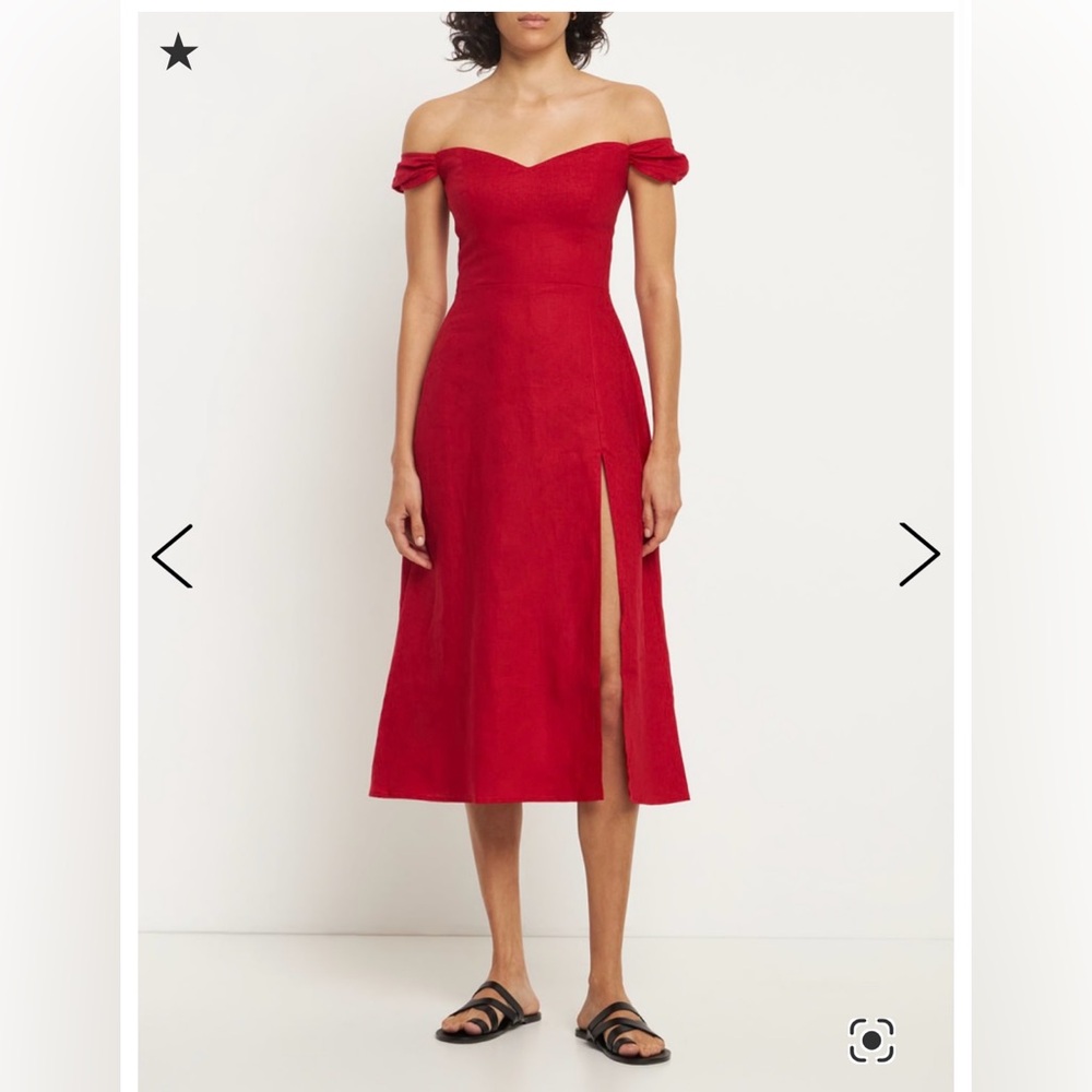 Reformation Bridgton red linen dress size 2
